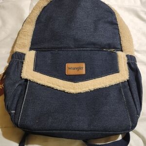 Wrangler Denim Backpack with Faux Shearling Trim